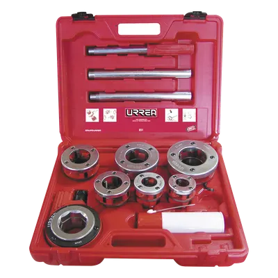 Juego de Tarraja para Tubo / 9 Piezas / Rosca Derecha NPT 1/2" a 2" / Portafolio Plástico Rígido / Incluye Aceite Lubricante