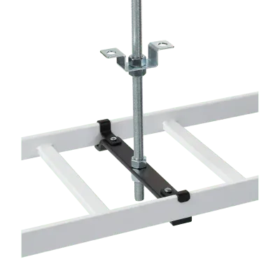 Kit de Soporte Central para escalerilla con Ajuste 12.00 pulgadas de Acero Color Negro / Incluye Varilla Roscada y Brackets / Para instalacion a Techo