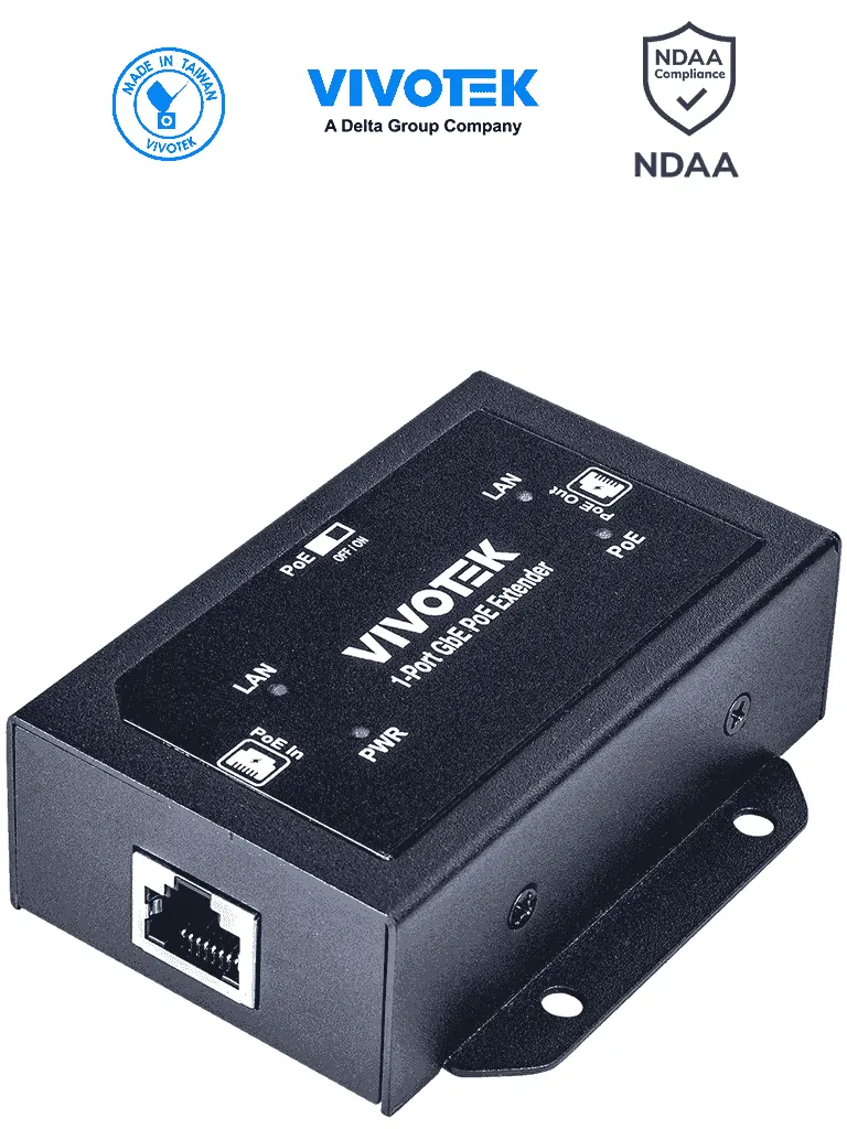 Extensor PoE Gigabit VIVOTEK AP-GXC-0100 para ampliar la red hasta 300 m
