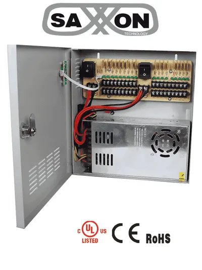 Fuente de poder SAXXON PSU1230-D18 para 18 cámaras de CCTV
