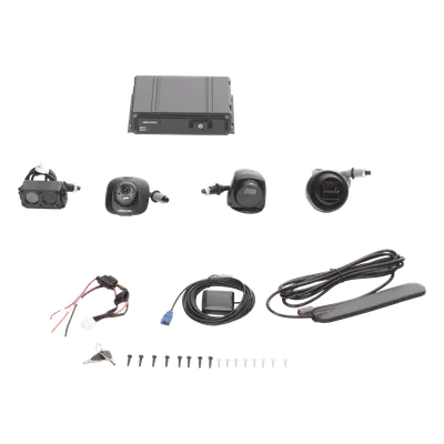 Kit DVR Móvil / 4 Canales TURBOHD 1080P / 4G y GPS Integrados / Almacenamiento Dual SD 512 GB / IP68