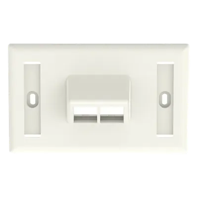 Placa de Pared Horizontal / 2 Puertos Keystone / Blanco Mate / 2.75 x 4.5 pulg.