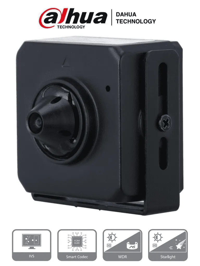 Cámara IP pinhole Dahua DH-IPC-HUM4231S-L4 de 2 MP con lente 2.8 mm