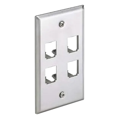 Placa de Pared Vertical / Acero Inoxidable Grado 304 / 4 Puertos Mini-Com / 2.74 x 4.5 pulgadas