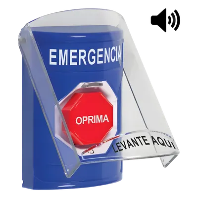 Botón Multipropósito / Superficie / Tapa Policarbonato / Bocina Integrada / Texto Emergencia Español / ADA Compatible / 2.4 in x 3.5 in