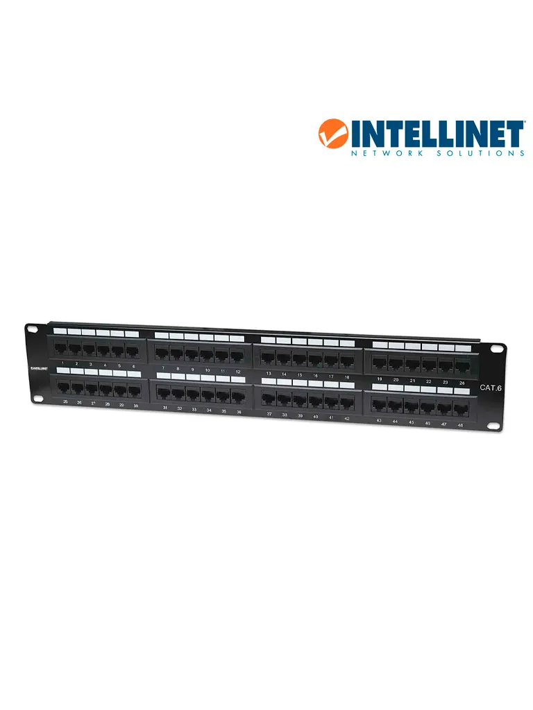 Panel de parcheo INTELLINET 560283 Cat6 con 48 puertos RJ45