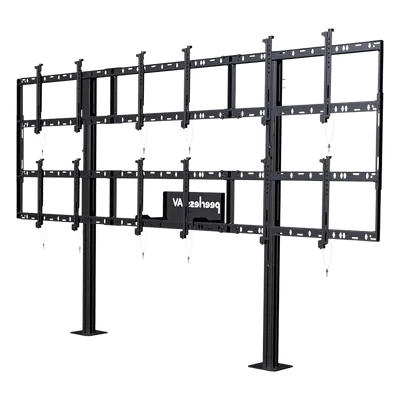 Soporte Modular para Video Wall Pedestal / Configuración 3x2 / Pantallas 46" a 55" / Profundidad 5" (127 mm) / Ajuste Sin Herramientas / 8 Puntos de Alineación / Aluminio / VESA 200x200 a 600x400
