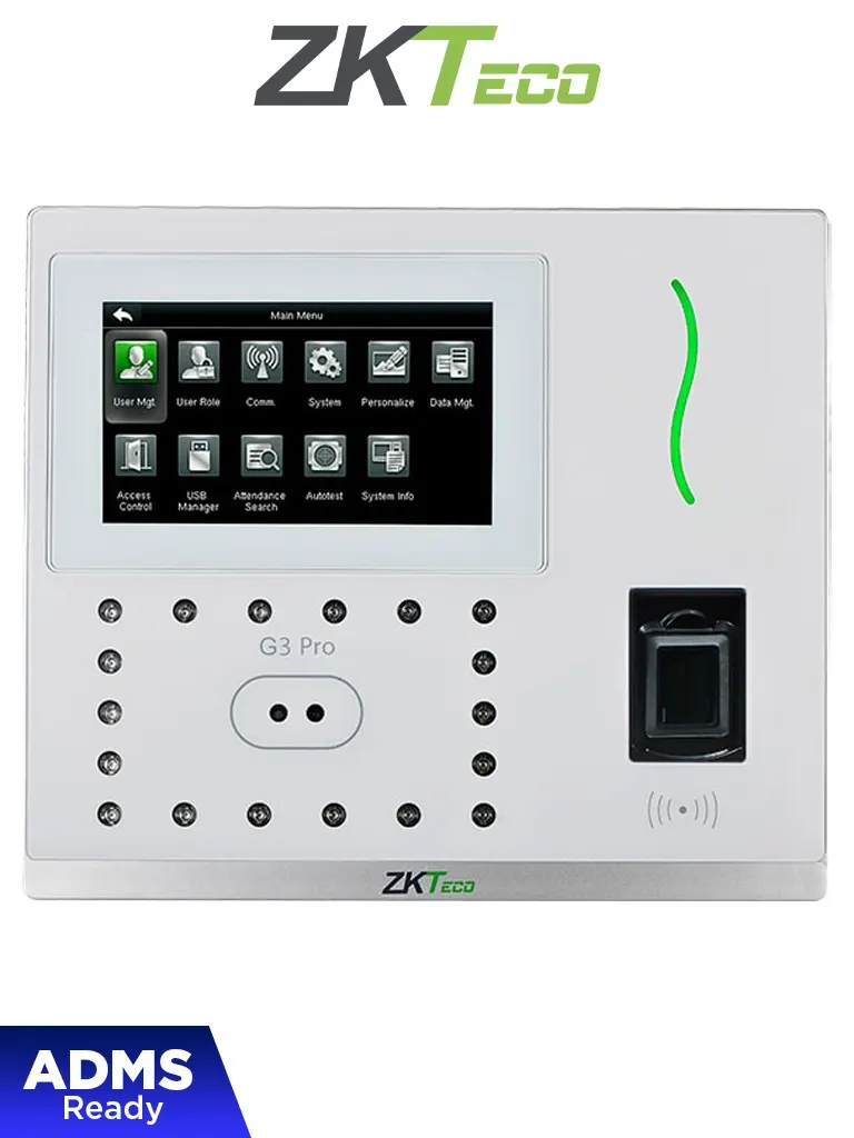 Terminal de asistencia y acceso ZKTeco G3 Pro con reconocimiento facial