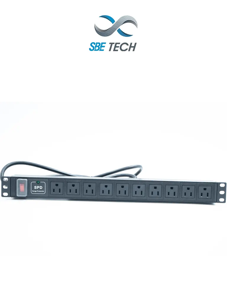 PDU horizontal SBE TECH SBE-TC010SPV de 10 contactos para rack