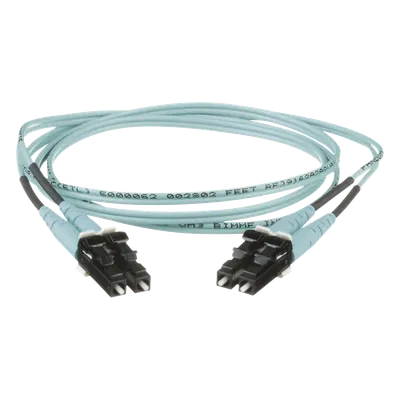 Jumper de Fibra Óptica / Multimodo OM3 50/125 / LC-LC Dúplex / OFNR Riser / 8 m (26.25 pies) / Aqua