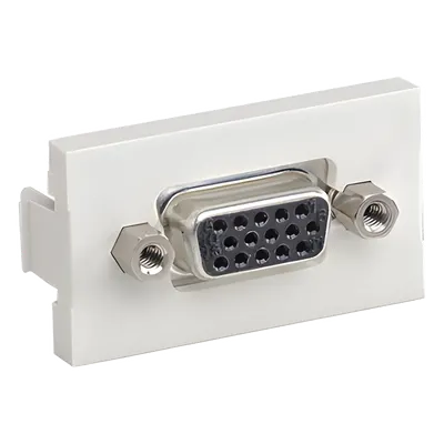 Inserto Plano / Acoplador VGA Hembra-Hembra 15 Pines / ABS / Blanco Mate / 1.64' x 0.70' x 0.89'
