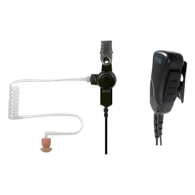 Micrófono de Solapa con Audífono / Tubo Acústico Transparente / Tecnología DST / Cable de Poliuretano Reforzado / Compatible con Radios Vertex