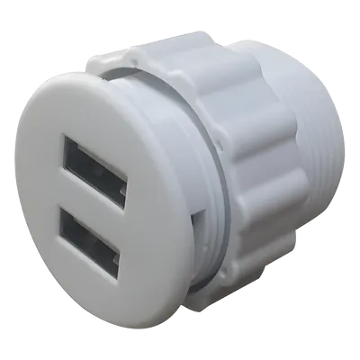Cargador USB Empotrable / 2 Puertos 5V 2A / Tensión Universal 100-240V / Cable 1.5 m (4.9 ft) / Operación 60°C