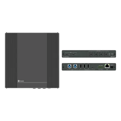 Switcher USB 3.2 | 2 Hosts USB-C con PD 3.0 | 2 Hosts USB-B | 4 Puertos USB Periféricos | Conmutación Automática | Control IP y RS-232 | PoE | Alimentación 20V DC 80W | MegaTOOLS™ Fan-less