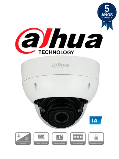 DAHUA IPC-HDBW7442HN-ZFR-0832- DC - Cámara IP Domo Antivandálica Resolución de 4 MP/ Lente Mot. 8 a 32mm/ ∢ 40°-15°/ IR 80 mts/ IA WizMind/ Rec. Facial/ Metadatos de Video/ Cont de Personas/ Starlight/ ePoE/ WDR/ H.265/ IP67/ IK10/ E&S Alarma/ E&S Audio/