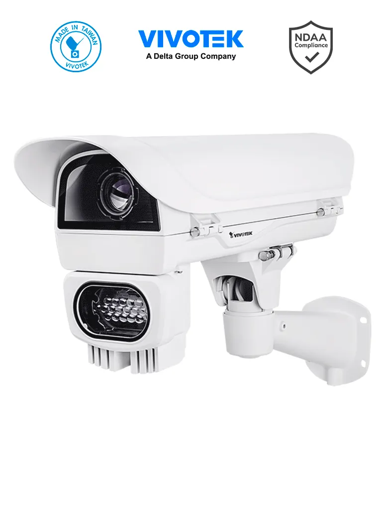 VIVOTEK IP9165-LPR-v2 Kit - Camara IP Profesional para exteriores con Reconocimiento de Matriculas, 2 MP, Lente Varifocal 9-50mm, WDR Pro II, ANPR integrado, Hasta 90km/h, IR 35mts, IP68, IK10, Incluye Gabinete AE-23A, Iluminador AI-109 y Soporte AM-21E