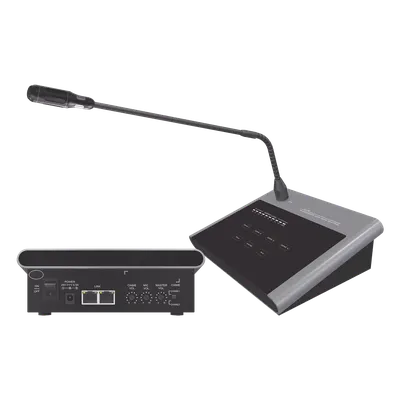 Micrófono Remoto de Voceo / 4 Zonas / Pantalla Táctil / Medidor 10 Segmentos / Conexión RJ45 CAT5