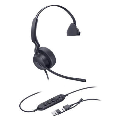 Headset USB Mono / Cancelación de Ruido AI / Altavoz 35 mm / USB-C/A / Indicador de Ocupado / 20 Hz - 20 kHz