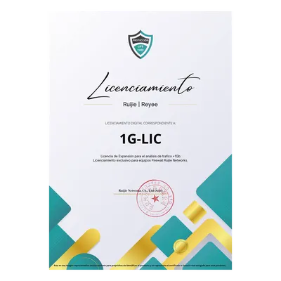 Licencia de Expansión / Análisis de Tráfico +1 Gbps / Firewall / Perpetua / Uso Único / Entrega Digital (RG-WALL1600-Z3200-S-1G-LIC)