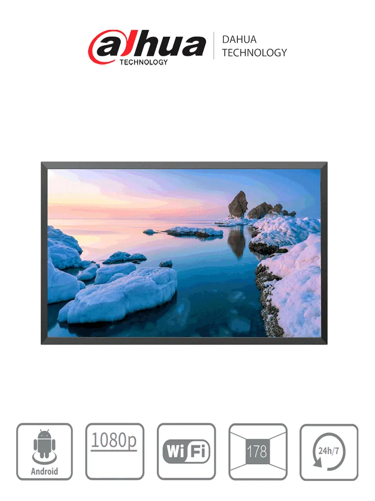 DAHUA DHI-LDH43-SAI200KD Pantalla de Señalización para pared 43"/ Panel Grado Industrial/ Carcasa Metálica/ Procesador 4 núcleos