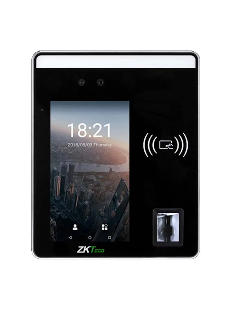 ZKTECO SpeedFaceH5 Android- Control de Acceso y Asistencia Multibiometrico / 10000 Usuarios / 6000 Rostros /10000 Huellas / 10000 Tarjetas / con Pantalla Touch de 5" / Serie Visible Light /