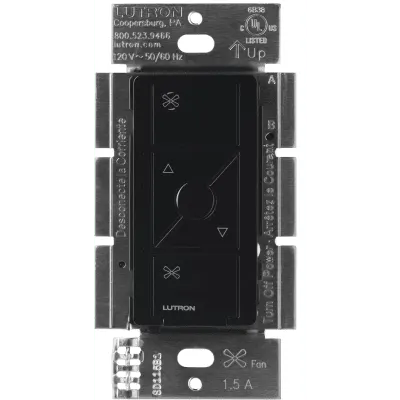 Control de velocidad para ventilador de techo / Inalámbrico / 120 V / 1.5 A / 4 velocidades + apagado / Caseta Wireless / Negro