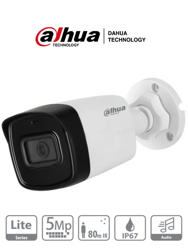 Cámara bullet Dahua DH-HAC-HFW1500TLN-A de 5 MP con micrófono