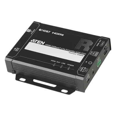 Receptor HDMI HDBaseT-Lite con PoH / 4K a 35 m (115 ft) Cat 5e/6 / 40 m (131 ft) Cat 6a / 1080p a 60 m (197 ft) Cat 5e/6 / 70 m (230 ft) Cat 6a / HDBaseT Clase B / PoH PD