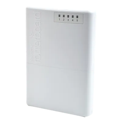 Router exterior / 5 puertos Fast Ethernet blindados / PoE pasivo 4 puertos / IP66 / CPU 650 MHz / RouterOS Nivel 4