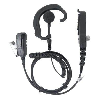 Micrófono de Solapa con Audífono / PTT Integrado / Auricular Tipo Gancho / Cable Enrollado de Poliuretano / Compatible con Radios KENWOOD Serie 80/90/140/180/NX200/NX410