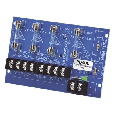 Módulo de Distribución de Energía / 4 Salidas Protegidas / 12-24 Vcc 10 A / 24-28 Vca 12 A / Fusibles 3.5 A
