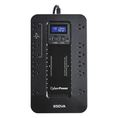 UPS de 850 VA/510 W, Topología Standby con Modo Ahorrador ECO, Entrada 120 Vca NEMA 5-15P, Con 12 Tomas NEMA 5-15R