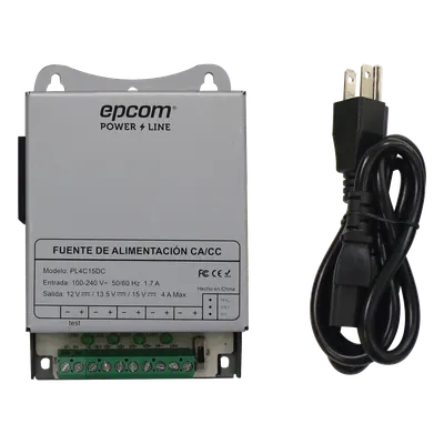 Fuente de poder EPCOM POWERLINE PL-4C-15DC para 4 cámaras CCTV