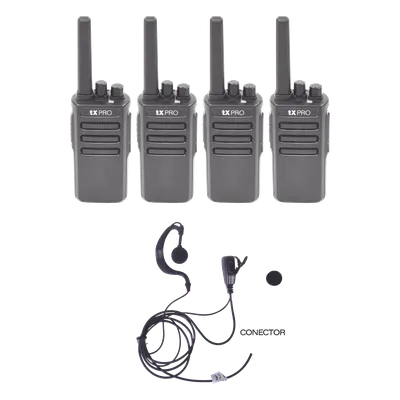 Kit de radios TX PRO TX600DUOKIT con 4 equipos UHF de 5W