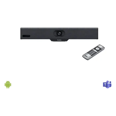 Barra de Videoconferencia Todo en Uno / 4K / Lente 120° / 8 Micrófonos MEMS con IA / Auto Framing / Microsoft Teams y Zoom / Android Integrado