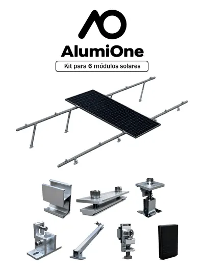 1V6 arreglo de 6 Paneles - Kit de montaje para 6 módulos solares con inclinación de 15º a 30º en vertical / dimensiones 2382 X 1134 mm / Para 6 paneles no incluidos
