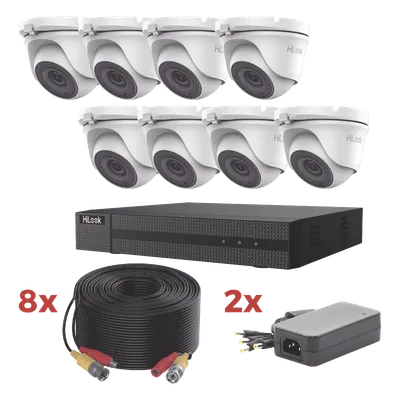 Kit de videovigilancia HiLook HL1080P8E con 8 cámaras turret