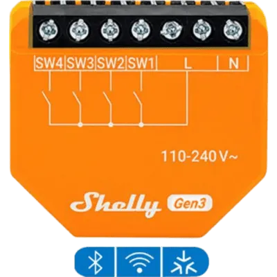 Controlador de entradas digitales SHELLY i4 Gen3 con WiFi y 4 canales