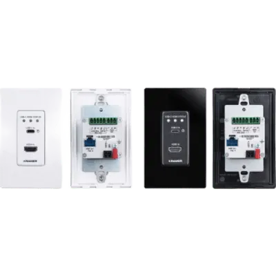 Switcher Transmisor Automático 2x1 USB-C y HDMI | 4K60 4:2:0 sobre HDBaseT | Tamaño US-D | Marcos Decora Blanco y Negro