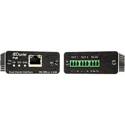 Decodificador Dante | 2 Canales | Salidas Mono Balanceadas | Alimentación PoE | Control de Volumen | Conversión 32 bits | Frecuencia de Muestreo 96 kHz | Kramer Protocol 3000