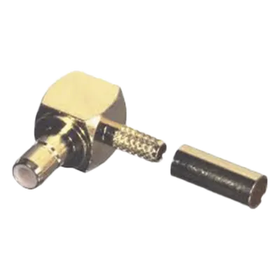 Conector SMB Hembra / Ángulo Recto / Pin Macho / Anillo Plegable / RG-174/U / Oro / Teflón