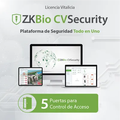 Licencia de Software / Control de Acceso / 5 Puertas / Vitalicia / Paneles InBioPro e InBio / Biométricos Green Label