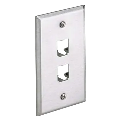 Placa de pared PANDUIT CFP2SY vertical de acero inoxidable con 2 puertos
