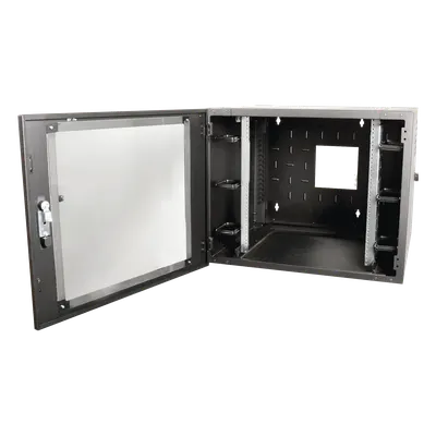 Gabinete de Pared 19in / 12 UR / Abatible / 610 mm (2 ft) de Profundidad / Carga 91 kg (200.6 lb) / Gestión de Cables Integrada