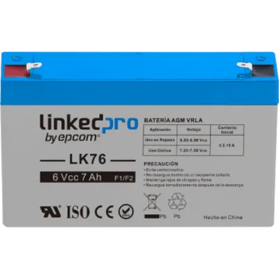 Batería de respaldo 6 V | 7 Ah | AGM | Especial para Seguridad Electrónica | UPS | Sistemas de Emergencia | Vida útil 5 años | Terminales F1 + Adaptador F2 