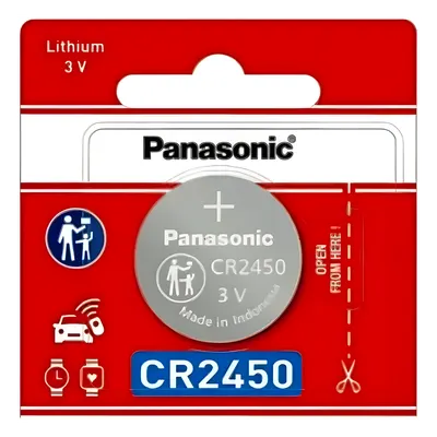 Batería tipo moneda Panasonic CR2450PL de litio, 3 V y 620 mAh