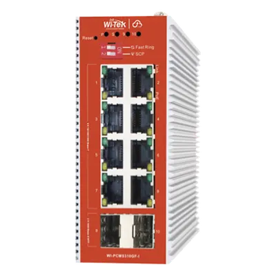 Switch industrial PoE WI-TEK WI-PCMS310GF-I con 8 puertos Gigabit