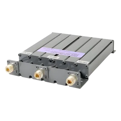 Duplexer / 6 Cavidades UHF / 490-520 MHz / 50 W / 80 dB Aislamiento / 1.2 dB Pérdida Inserción / 5 MHz Separación / Conectores N Hembra / 159x31.8x216 mm