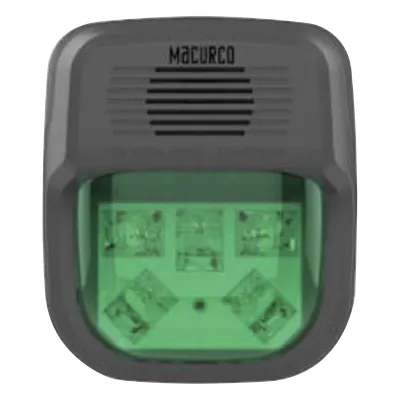 Sirena Estrobo Verde MACURCO HS-G-HORN con ajuste de 15 a 110 candelas