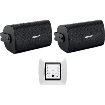 Kit de Audio Bluetooth / 2+2W RMS / Bocinas IP55 de Superficie / Entrada AUX/TV / Soporte 70V/100V / UL1480
